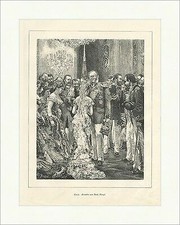 Cercle. Gemälde von Adolf Menzel Damen Leuchter Deutsch Uniform Holzstich E 8435