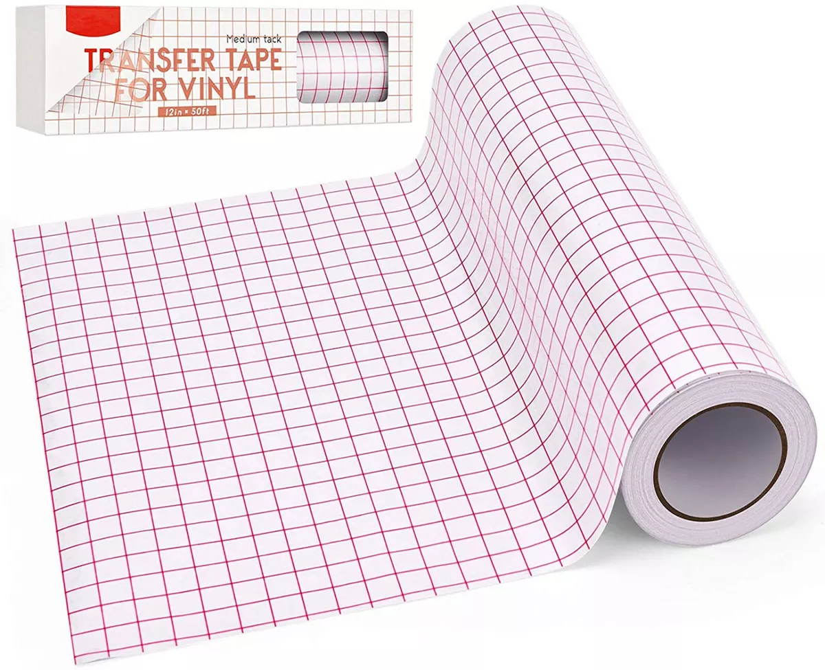 Clear Vinyl Transfer Paper Tape Roll 12x50FT Alignment Grid Application Tape