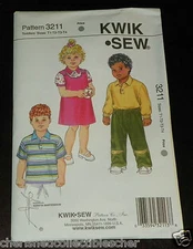 Kwik Sew New Uncut Pattern # 3211 Toddlers Sizes T1-T4 Shirts, Pants & Jumper