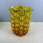VTG Blenko 6046 Jonquil Yellow Glass Hobnail Bubble Vase Wayne Husted 8" MCM