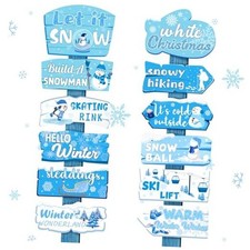 24 Pcs Christmas Decorations Outdoor Yard Signs Let It Sign Decorations Snow