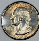 1946-D Washington Silver Quarter, Gem Uncirculated.Great Color!! Album Toned