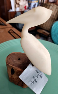 Vintage John Perry Pelican Sculpture Driftwood Burl Wood Base