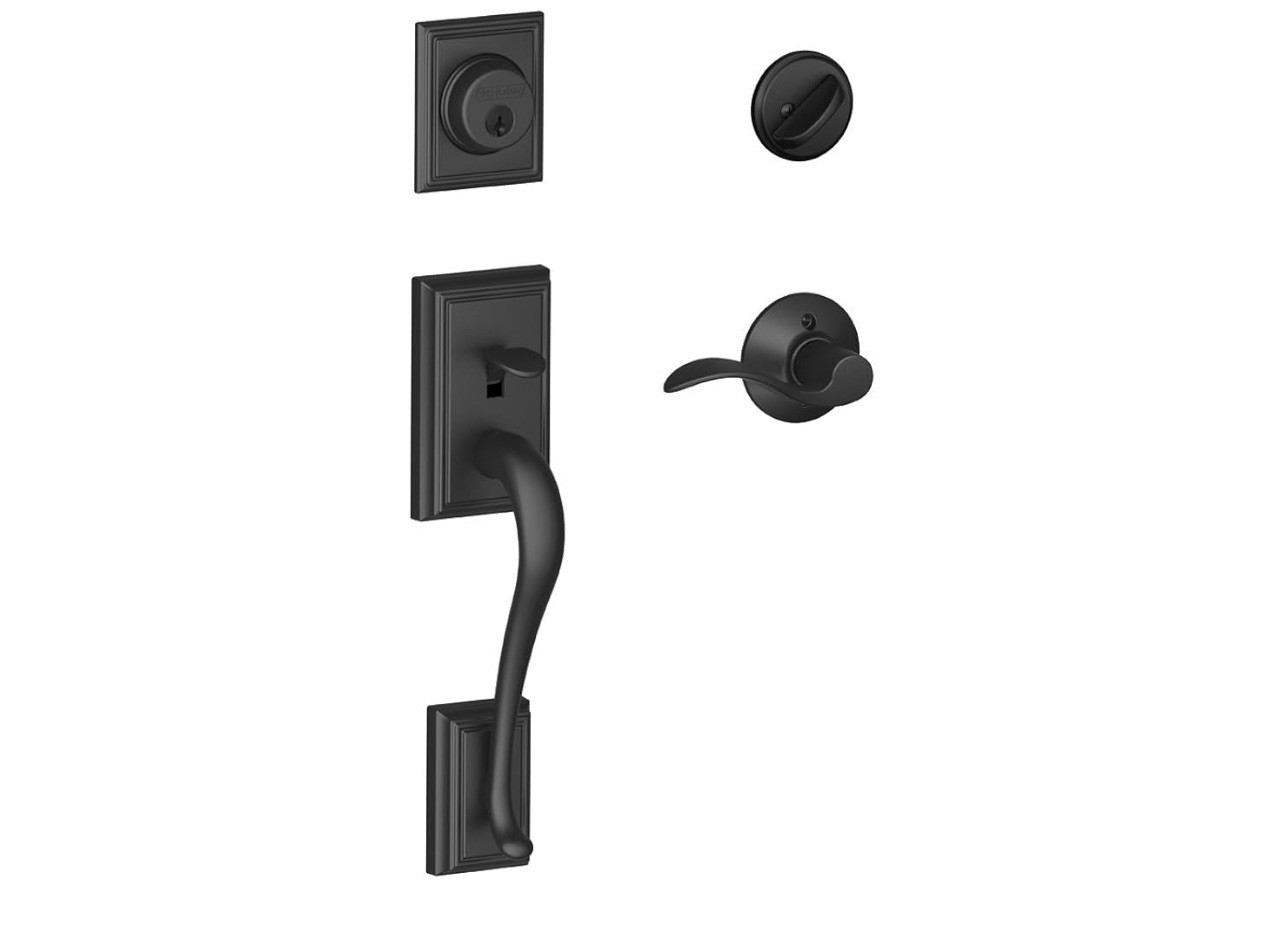 Schlage F60 ADD 622 RH Matte Black Handleset with Accent Lever Single Cylinder
