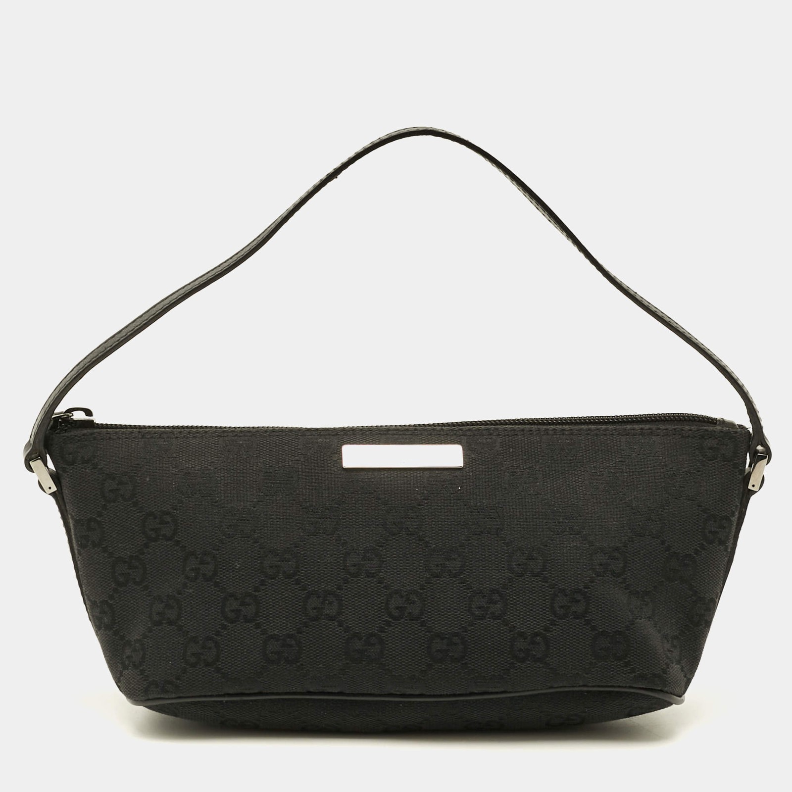 Gucci Boat Black GG Canvas and Leather Pochette