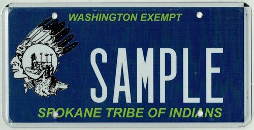 SUPER RARE N.O.S Sample Spokane Tribe Of Indians Washington Exempt License Plate