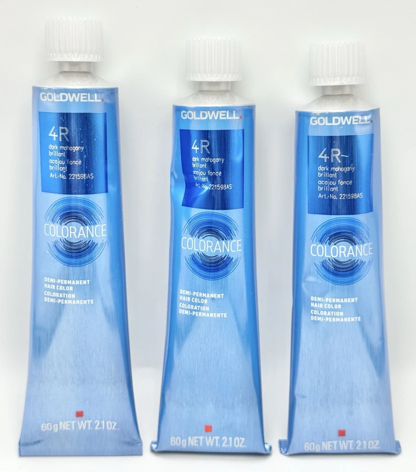 3 件 Goldwell Colorance Demi 永久染发剂 4R 深红木明亮 2.1 盎司 — 第 4/4 张图片