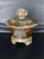 RICHARD DEWAR Pot couvert Raku GRÈS Émaux polychrome cuisson au Sel