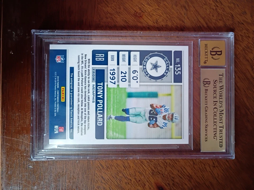 2019 Panini Contenders - Rookie Ticket Variation Tony Pollard #135 Red Zone Auto - Image 2 of 2