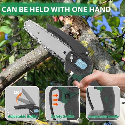 Cordless Electric Mini Chainsaw - 6'', Includes 2 x 5.5Ah Batteries
