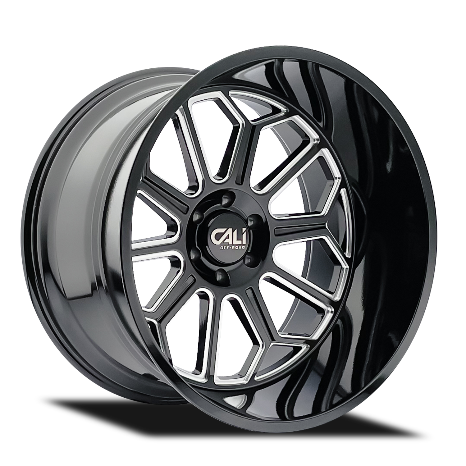 Set of 4 - CALI OFF-ROAD AUBURN 9117 GLOSS BLACK MILLED 24X14 8-180 -76MM