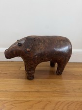 1960s Vintage Abercrombie & Fitch Dimitri Omersa Leather Pig Footstool Ottoman