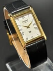 Vintage Seiko Slim Quartz Men's Leather Strap Wrist Watch-Golden Plated Case