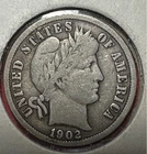 1902 US Barber SILVER Dime "Philadelphia" Mint! "LIBERTY" Shows! FINE! Old Coin!