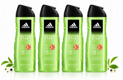 Adidas Active Start   Revitalisierendes Duschgel 3-in-1-Set 4 × 400 ml