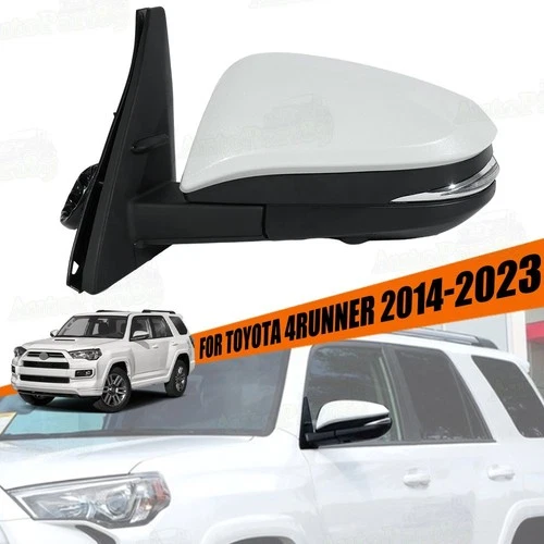 For Toyota 4Runner 2014-23 Left Pearl White Mirror W/ Camera Blind Spot 14 Pins