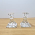 Waterford Taper Candlesticks Crystal Vintage Lismore Clear Square Base 4"
