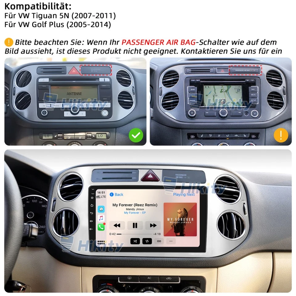 DAB+ 8Core CarPlay Android15 Autoradio Für VW Tiguan 5N, Golf Plus Navi WIFI DSP - Bild 2 von 4