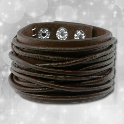 Herren Männer Armband -gegerbtes Rindsleder- dunkelbraun SilberDream LAP010B