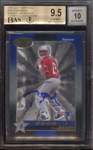 2000 Leaf Certified Tom Brady #207 - HOF Rookie RC - BGS 9.5 GEM MINT (Auto 10)