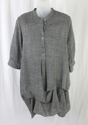 Morgane Le Fay Women's Gray Black Print 100% Wool 3/4 Sleeve Mini Dress Small - Image 1 of 4