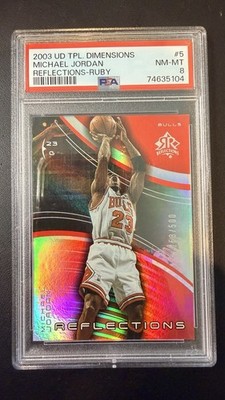 2003-04 Upper Deck Triple Dimensions Reflections Michael Jordan Ruby /500 psa 8