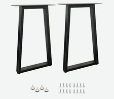 2 x Heavy Duty Metal Table Legs with Adjustable Feet,Industrial Trapezoid,Desk