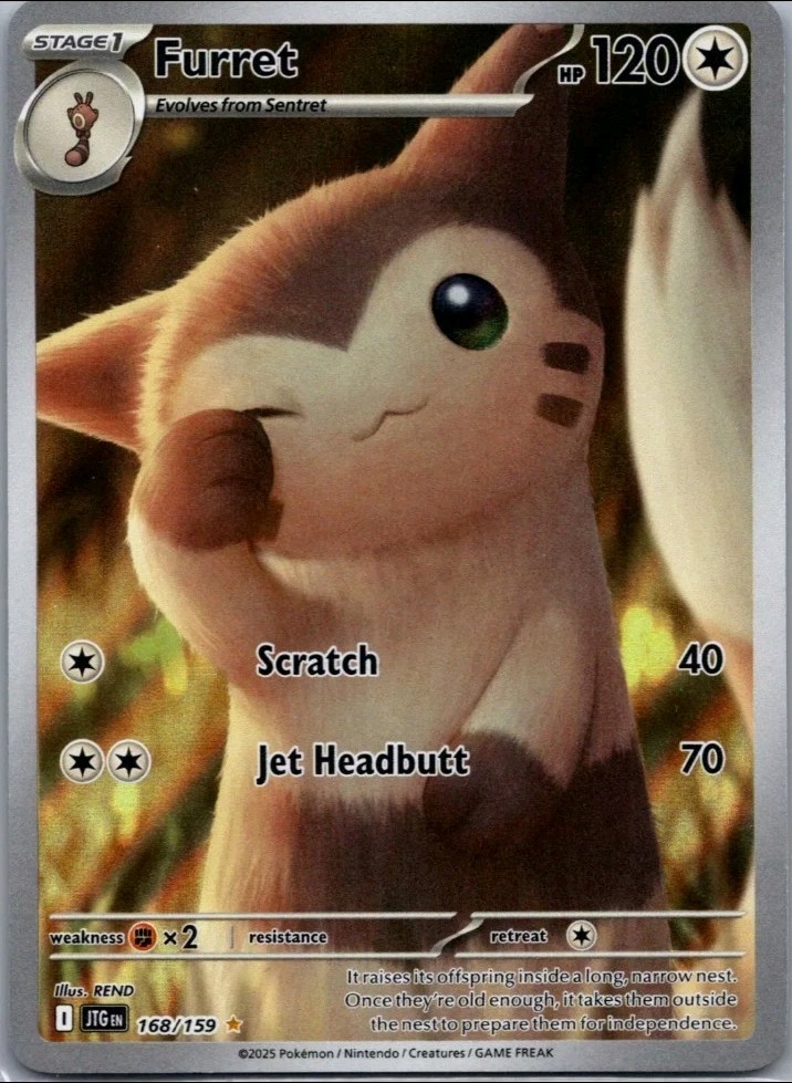 Journey Together Furret 168/159 Illustration Rare -Pokemon Full Art + FREE  EX/V!