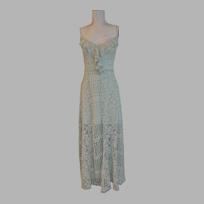 Guess Women Laced V-Neck Button-Front Belted Waist Maxi Dress M