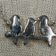 True Friends Silver Cable Chain Three Birds On Branch Pendant Charm Necklace OS