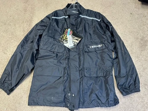 Teknic Otisca Rain Waterproof Motorcycle Jacket Black Men's Size Small Moto