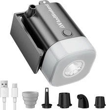 Portable Air Pump with LED Lantern – Fast Inflate/Deflate for Air Mattresses, Po