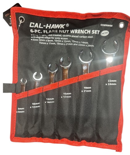 Cal-Hawk 6pc Flare Nut Wrench Set in Storage Pouch Metric~ CCWFNW6M - Picture 5 of 5