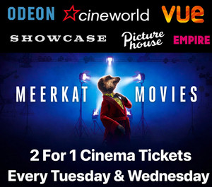 Código de boleto de cine Meerkat Movies 2 por 1 Cineworld ODEON VUE escaparate martes-miércoles
