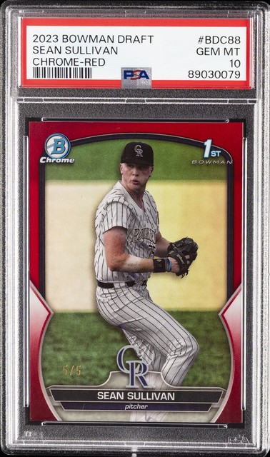 2023 Bowman Draft Chrome-Red Refractor #BDC88 Sean Sullivan 5/5 PSA 10