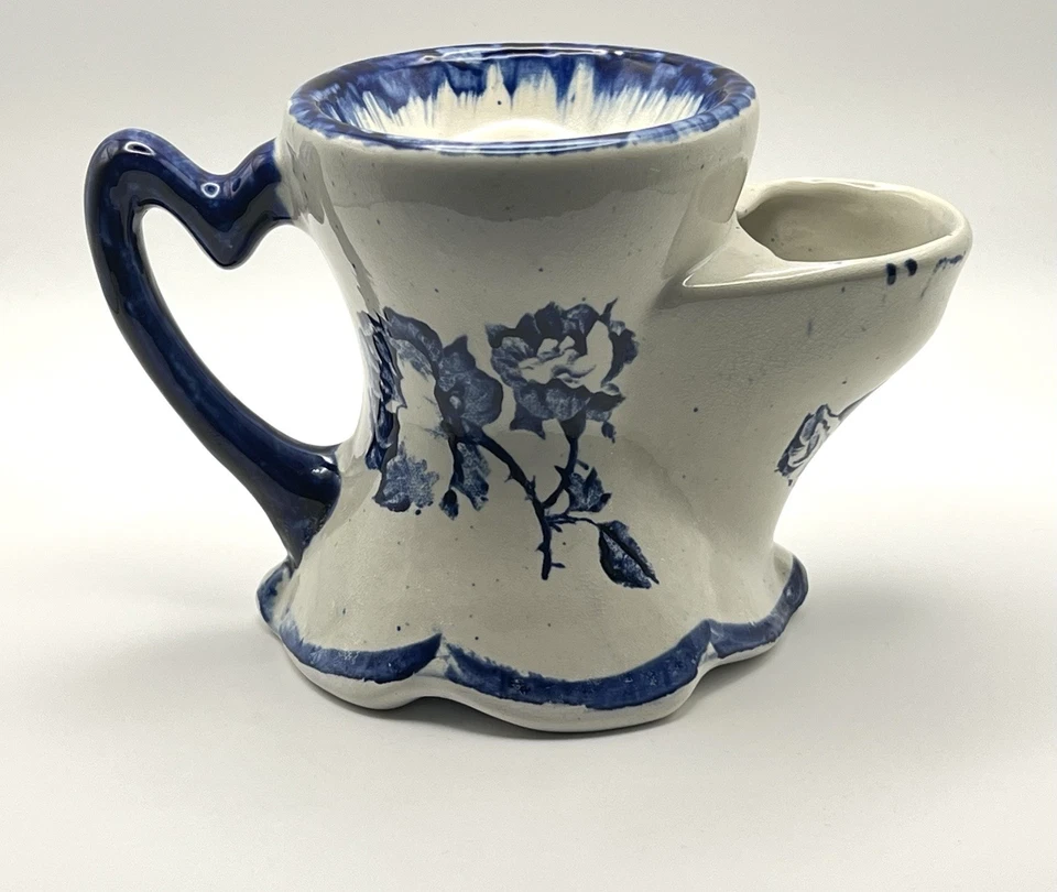 Vintage Ceramic Blue Rose Shaving Scuttle - Image 3 of 4