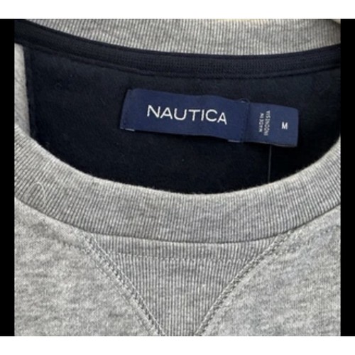 Nautica Herren Fleece Langarm Rundhalsausschnitt Sweatshirt grau meliert Größe M Neu mit Etikett - Bild 4 von 5