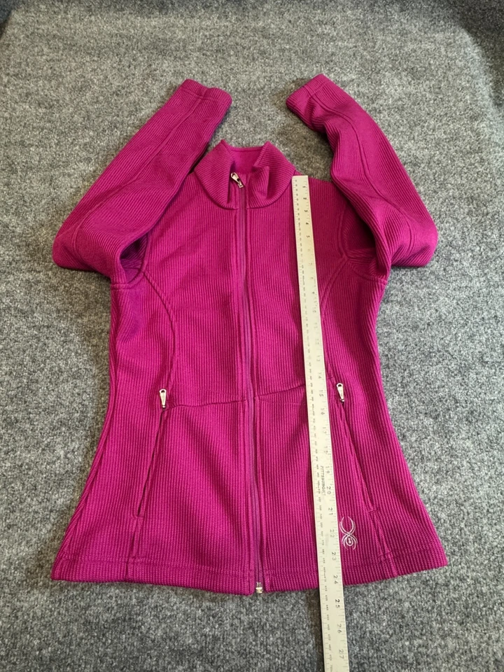 Suéter Spyder Core Para Mujer M Rosa Forrado de Vellón Grueso Tejido Cuello Simulado Cremallera Completa Foto 4 de 4