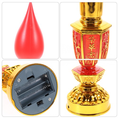 Set of 3 Chinese Decor LED Candle Lamp Buddhist Hall Light Sauna