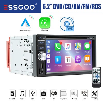 2 DIN Apple CarPlay Car Stereo Radio Head Unit Touch Screen CD DVD AM FM RDS USB