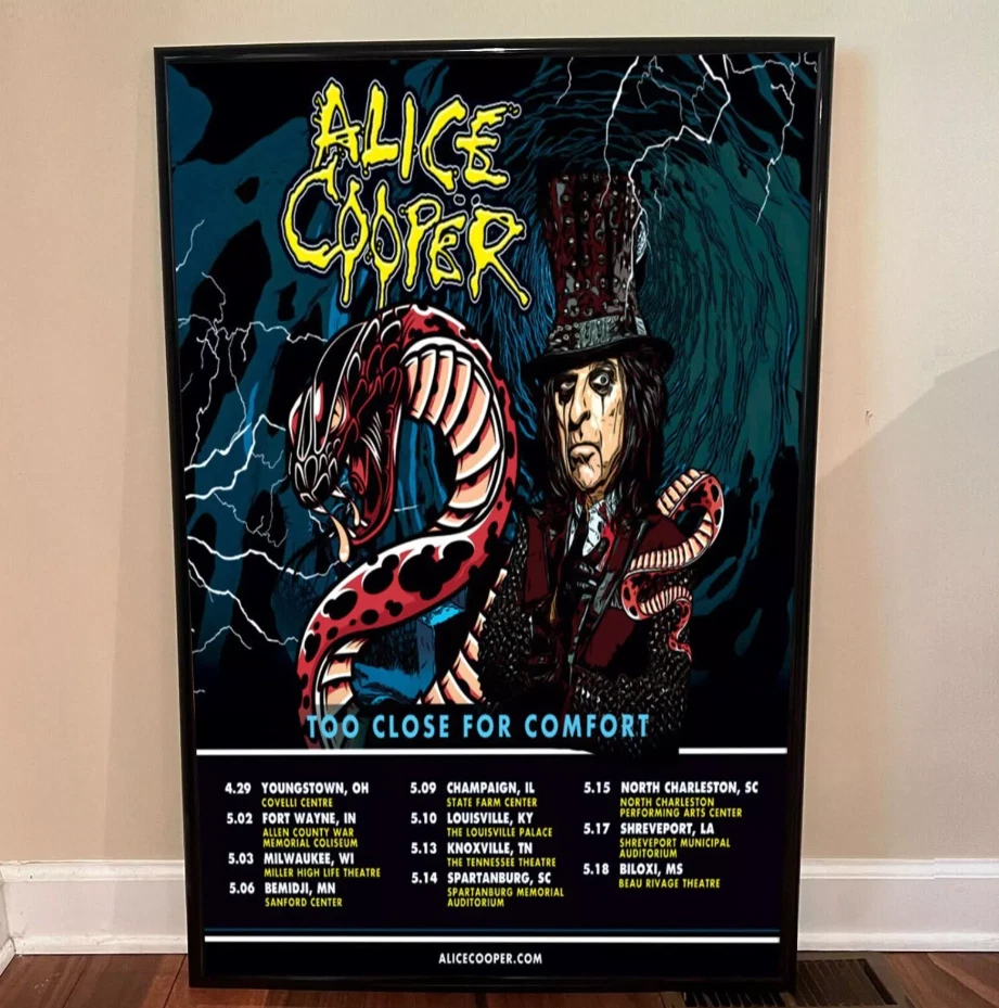 Alice Cooper Too Close For Comfort Schedule Tour 2024 Poster