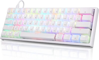  STOGA White Mini Keyboard with Rainbow Blacklit, Wired Mechanical Keyboard 