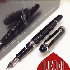 Penna stilografica Aurora 88 Big Edition nera con bordo cromato 14K