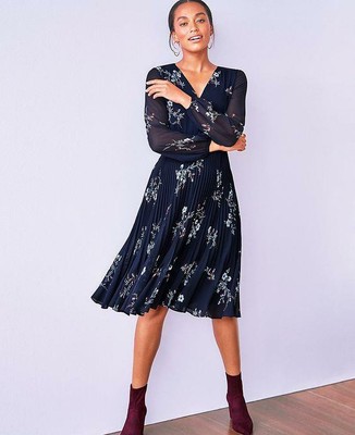 Ann Taylor Pleated Flare Dress Store 