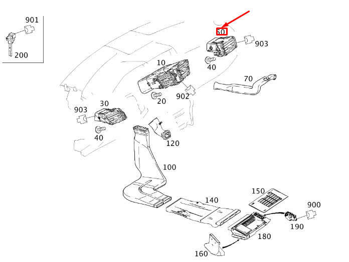 MERCEDES-BENZ E W212 Armaturenbrett Luftdüse rechts A2128302754  