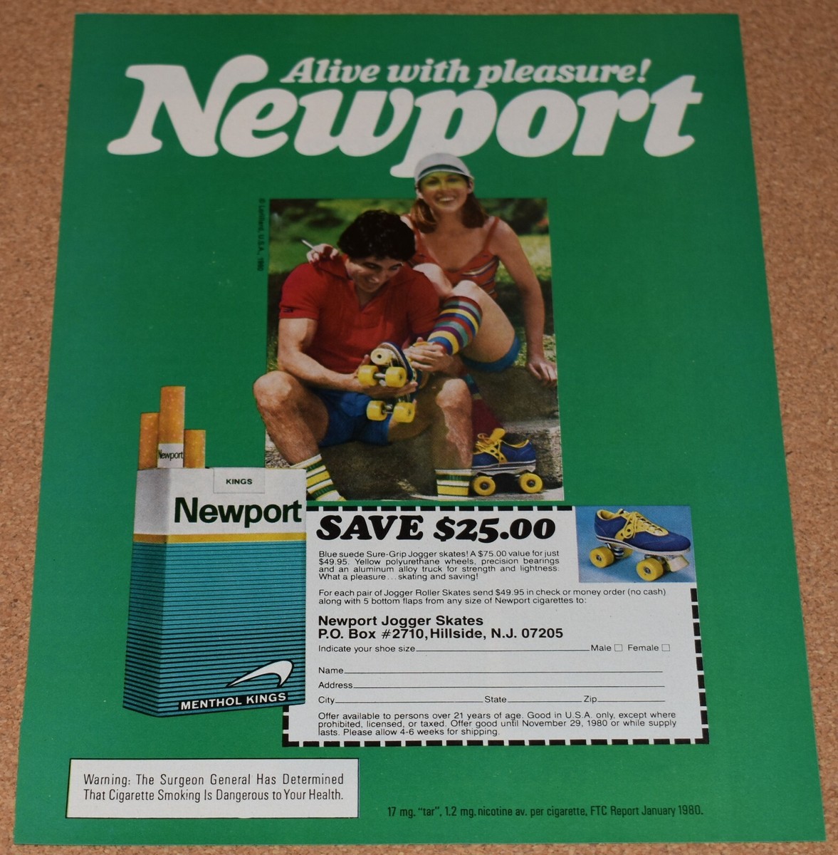 Newport Cgarette Alve Wth Pleasure Orgnal 1980s Vntage Prnt Ad Playboy Magazne