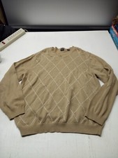 ARROW Tan Brown Diamond Stitchin 100 Cotton Pullover Crewneck Sweater Men's XXL