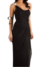 Xscape Dress Navy Blue 14 Long Beaded Ruffle Wedding Cruise Formal Mother Bride