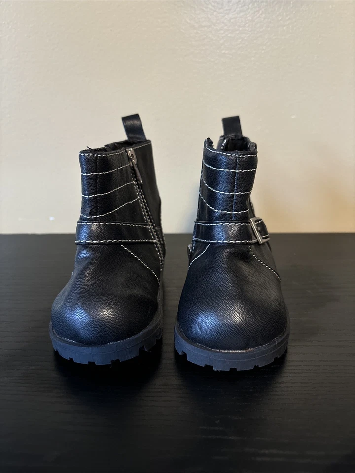 Disney Mickey Mouse Niñas 6-12 Meses Negro Imitación Cuero Cremallera Botas Nuevas sin Etiquetas Foto 4 de 4