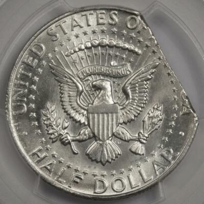 1964 PCGS MS64 10% Ragged End Clip Silver Kennedy Half Dollar Mint